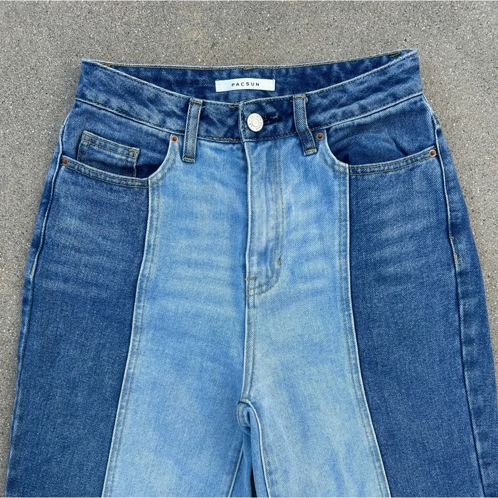 Pacsun 90's Boyfiend Two Tone High Rise 5 Pocket Long Leg Denim Blue Jeans Sz 25 - Picture 5 of 11